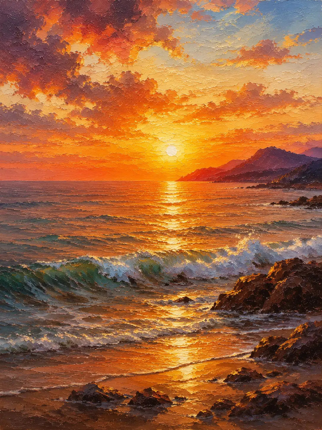 Ocean Sunset Oil Painting